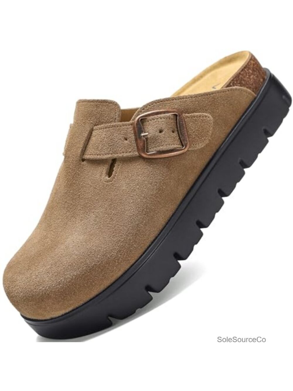 Suede Platform Clogs Chunky Mules Slip On Women